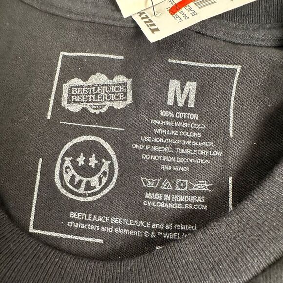 NWT Tilly's CVLA X BeetleJuice 2 Unisex Black Acid Wash Graphic T Shirt - Size M - Picture 3 of 6